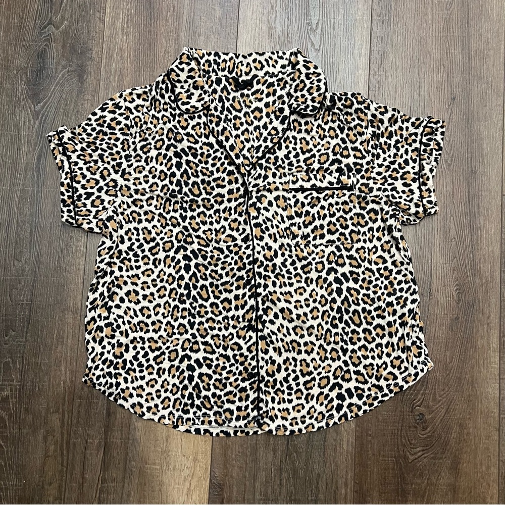 Kate Spade Pajama Top Button Down Leopard